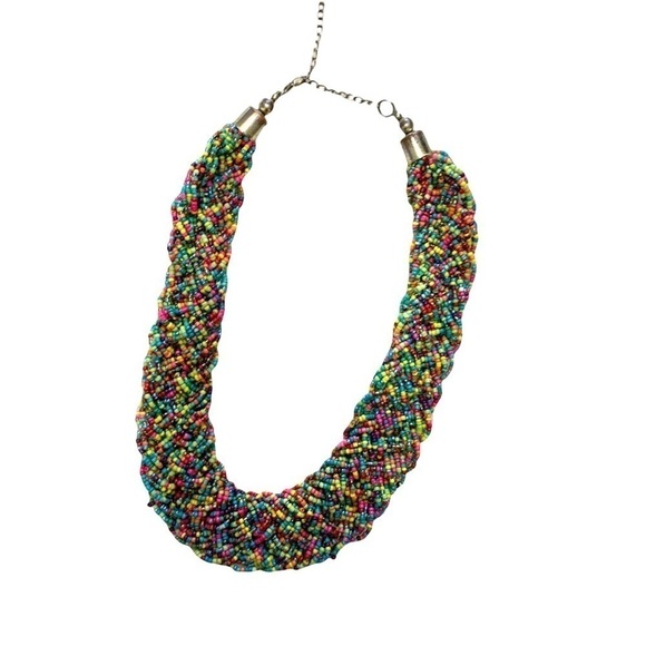 Multicolored Colorful Rainbow Bead Beaded Statement Fashion Necklace - Picture 14 of 14